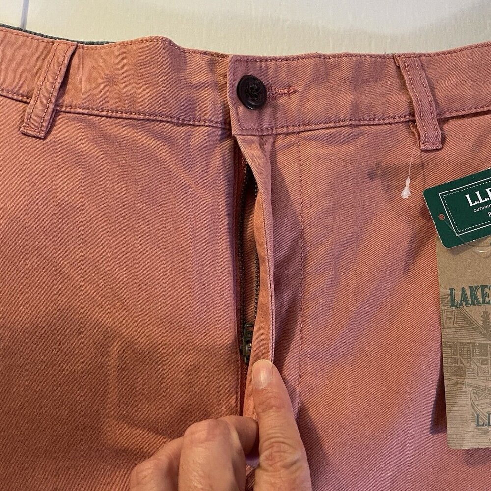 LL Bean Shorts Mens 40 Pink Lakewashed Chino Cotton Blend Comfort Golf Casual - Picture 3 of 9